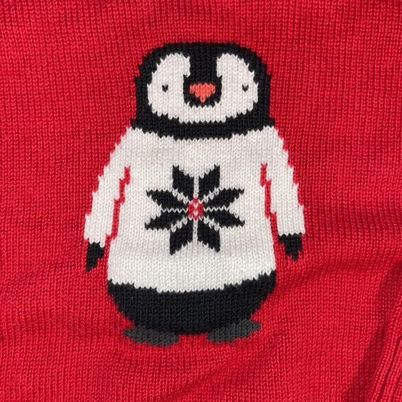 Red White and black penguin sweater 12 months long sleeve Christmas sweater - Picture 3 of 5